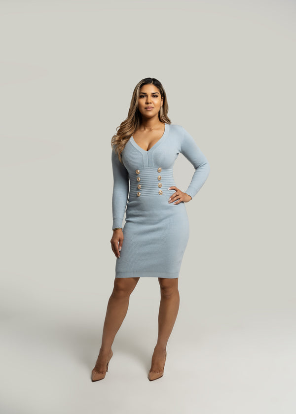 Veronica-Baby-Blue-Knit-Dress-Silhouette-Works-Great-With-Curvier-Figures|Vanity-Couture-Boutique