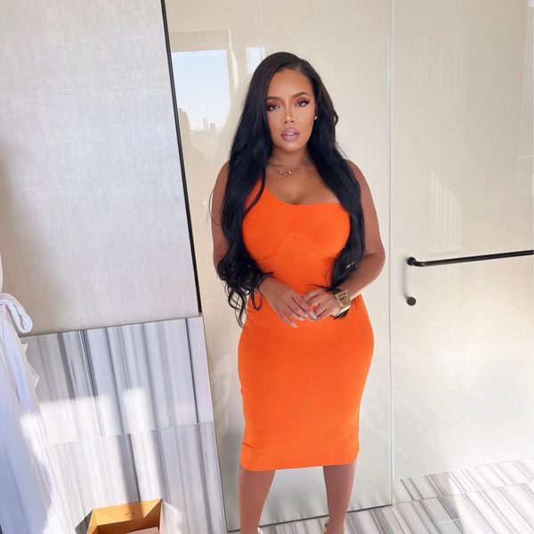 Angela-Simmons-Orange-Bandage-Bodycon-Dress-Womens-Fashion-Celebrity-Style-Looks-Sexy-Trending-Fashion-Vanity-Couture-Boutique-Club-Wear-Party-Cocktail-Dress