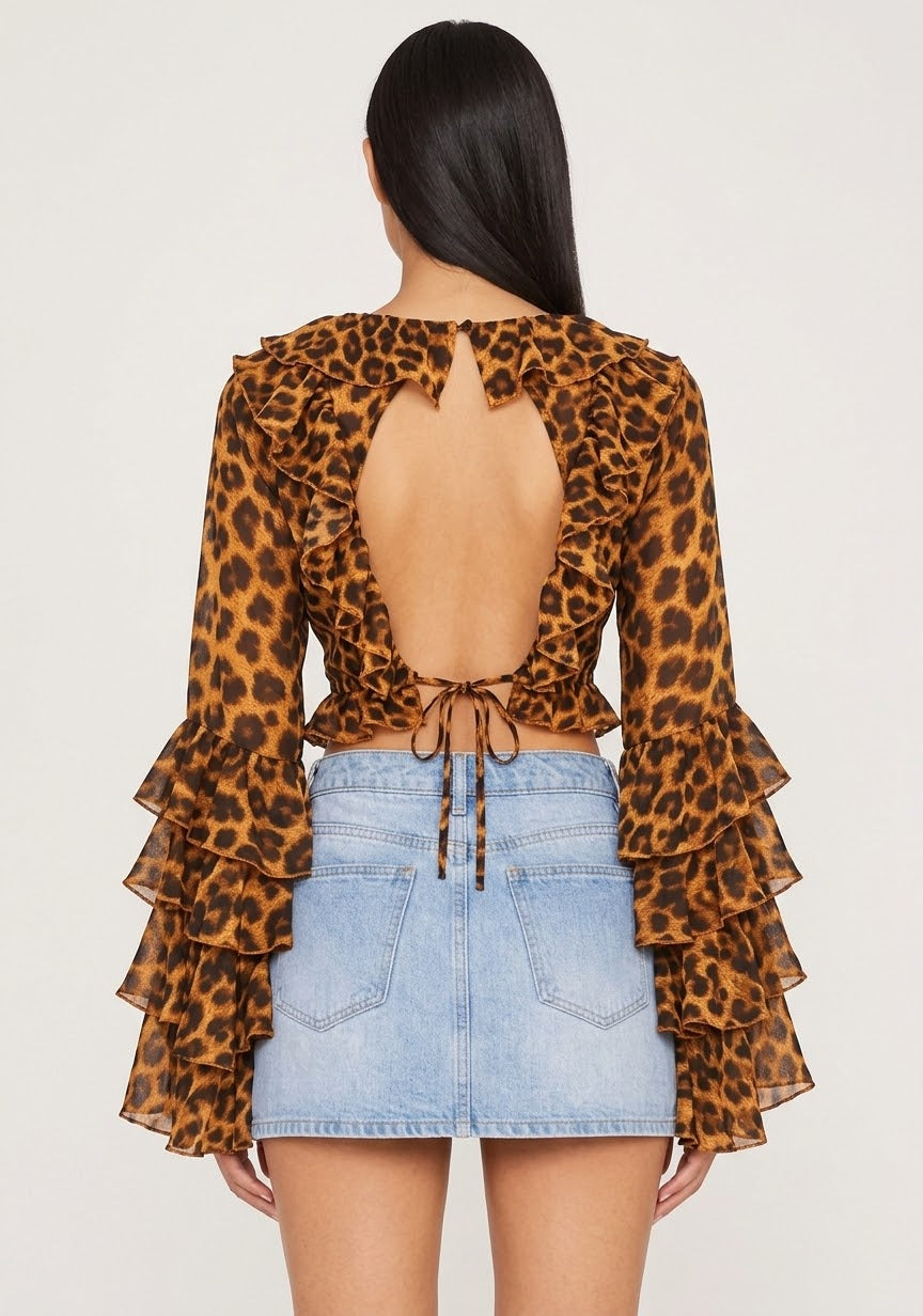 Modern Muse Leopard Ruffle Crop Top