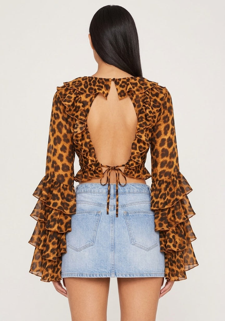 Modern Muse Leopard Ruffle Crop Top