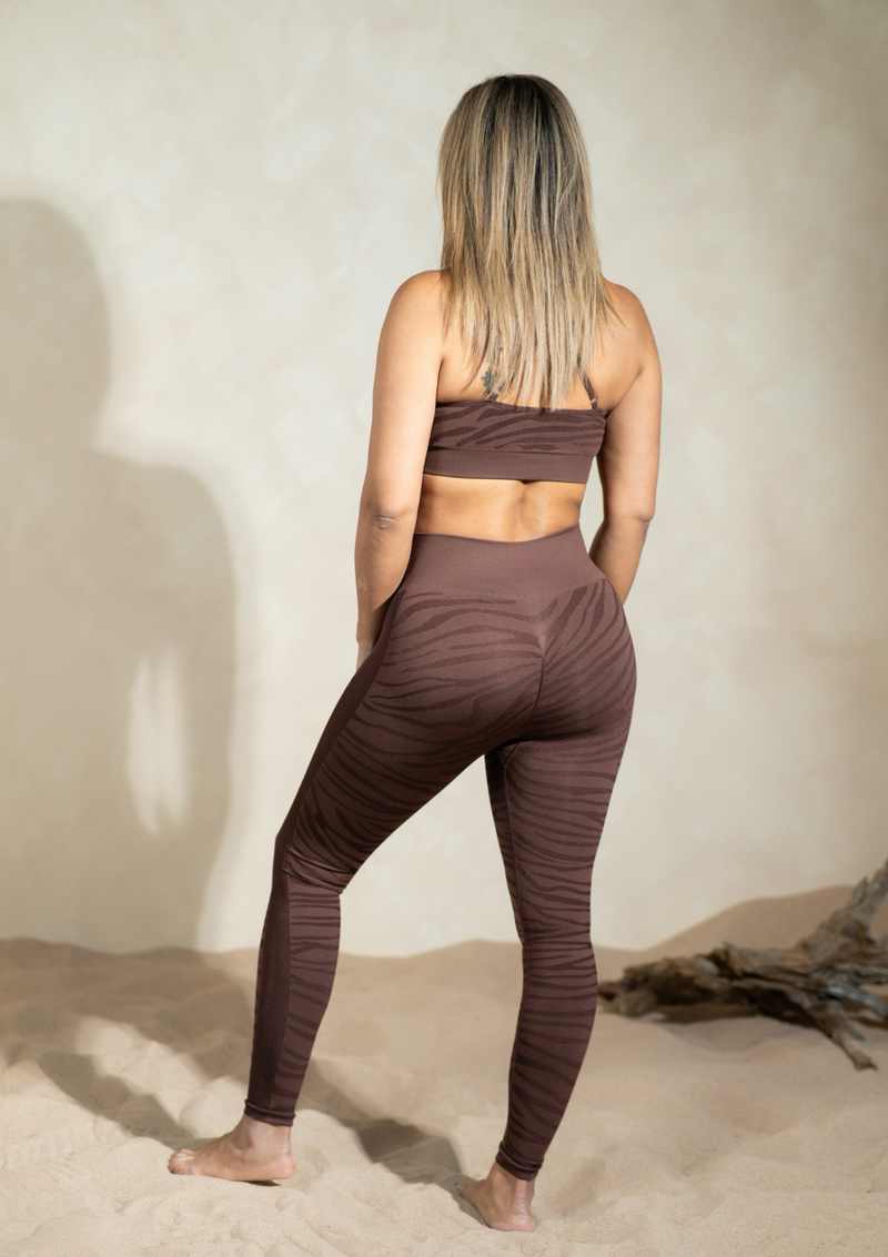 Vanity-Couture-Womens-Luxury-Athleisure-Fitness-Wear-Attire-Gym-Clothing-Destiny-Seamless-Zebra-Print-Sports-Leggings-Tights-In-Metallic-Sparkly-Chocolate-Brown