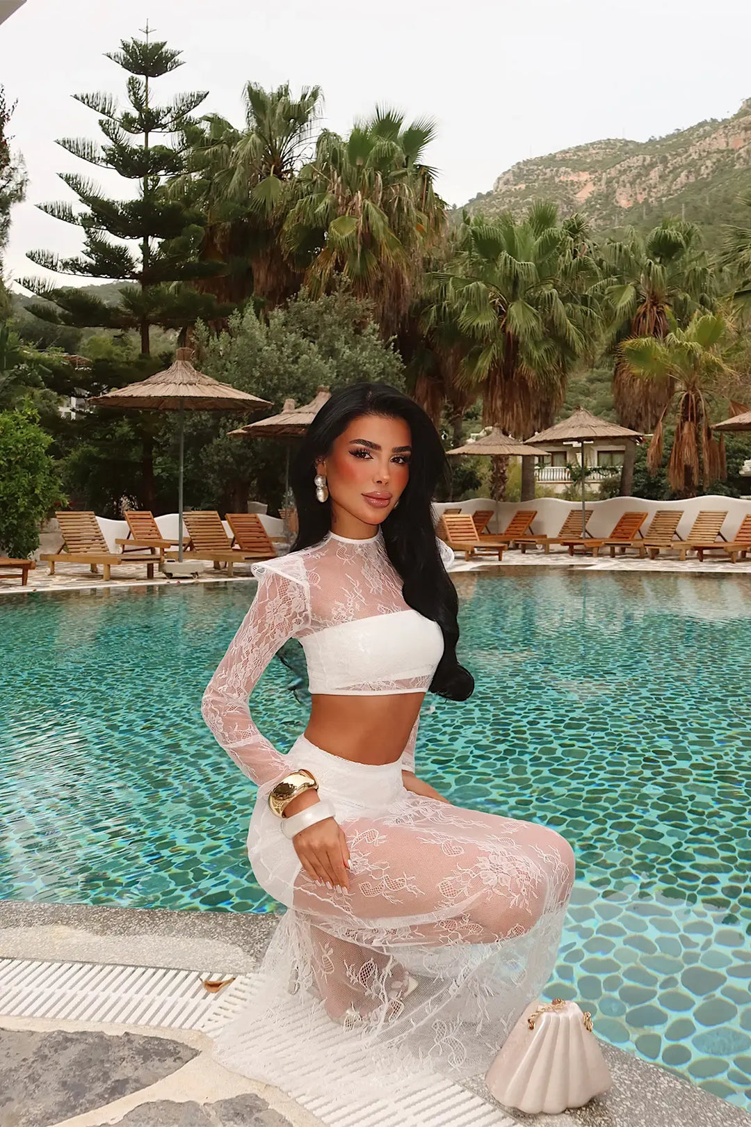 Layla Elegant Lace Top And Maxi Skirt Set