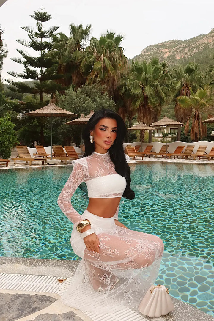 Layla Elegant Lace Top And Maxi Skirt Set