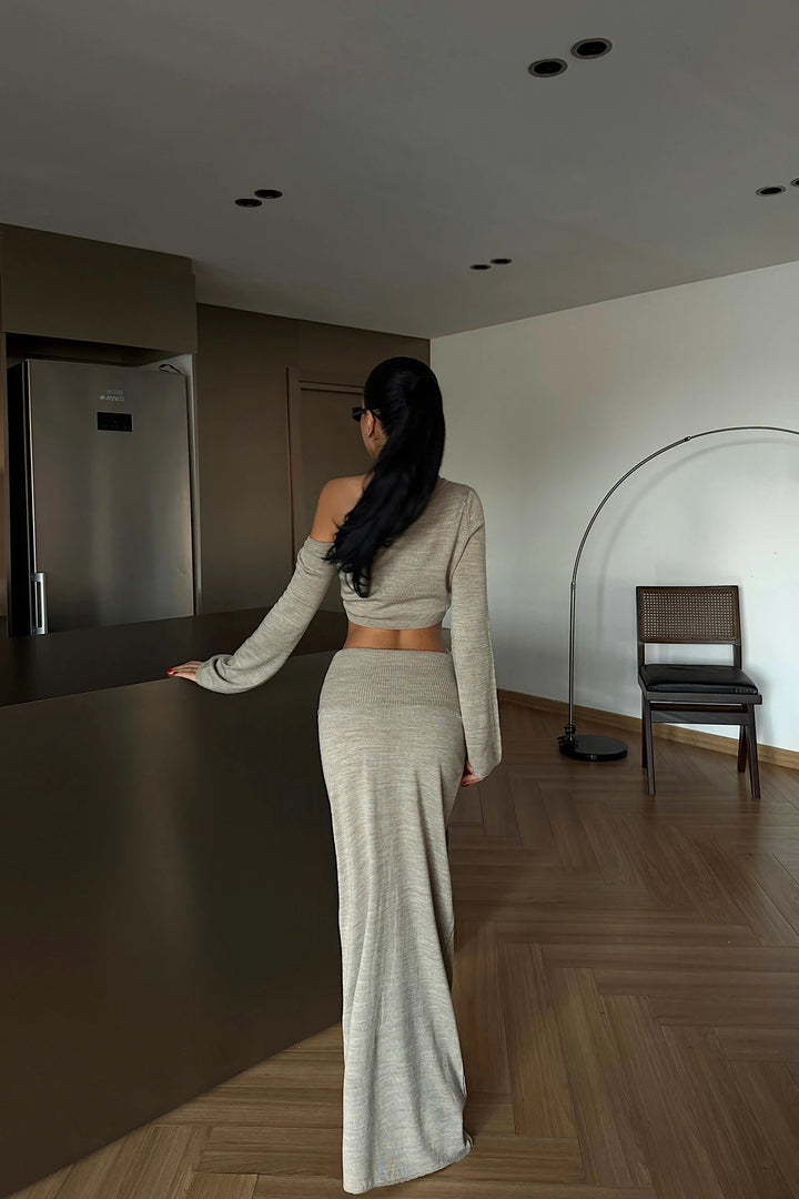 Bellissima Off The Shoulder Crop Top & Maxi Skirt Set