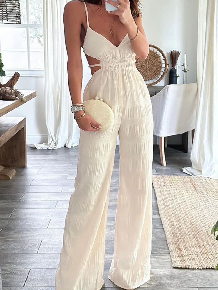 Sarai Cut-Out Wide Leg Jumpsuit- Ivory Front