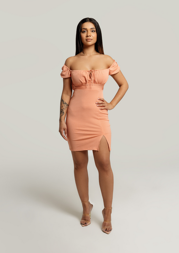 Rosa-Off-The-Shoulder-Bodycon-Dress-Coral-Womens-Trending-Fashion-Sexy|Vanity-Couture-Boutique