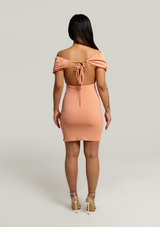 Rosa Off The Shoulder Bodycon Dress In Coral