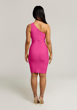 Tyla-Asymetrical-Keyhole-Cut-Out-One-ShoulderMidi-Dress-Hot-Barbie-Pink-bandage-bodycon-womens-fashion-trends-sexy|Vanity-Couture-Boutique