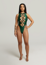 Katrina-Lace-Up-One-Piece-Swimsuit-Womens-Bikinis-Sexy-Green|Vanity-Couture-Angela-Simmons-Capsule-Collection