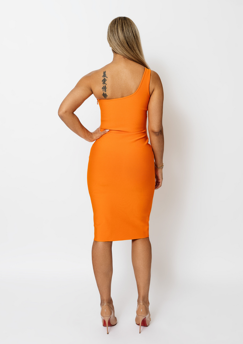 Alicia-One-Shoulder-Bodycon-Midi-Dress-Orange-Womens-Fashion-Styles-Trends|Vanity-Couture-Boutique