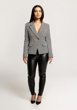 Matilda-Houndstooth-Blazer-Gold-Buttons-Jacket-Suiting-Womens-Fashion|Vanity-Couture-Boutique