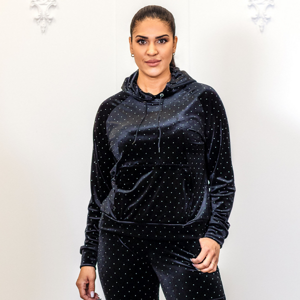 Black velvet hoodie 2024 women's