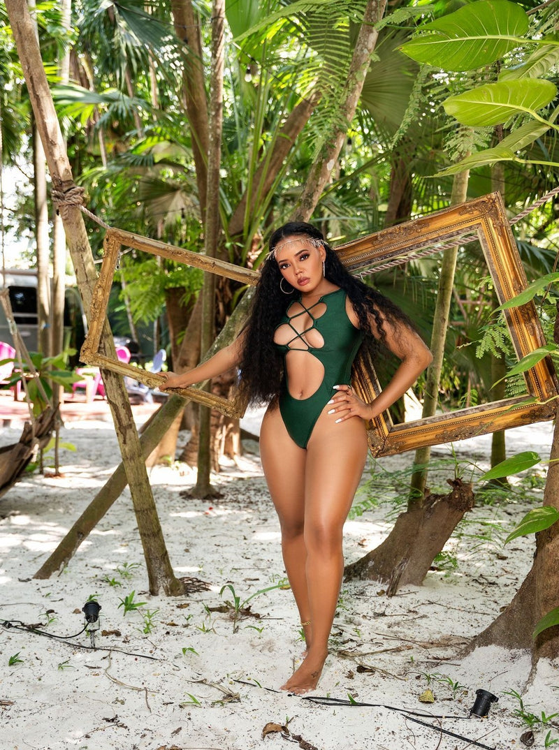 Angela-Simmons-Swimsuit-Collection-Trending-Womens-Luxury-Green-Lace-Up-Sexy-Bikini-Swimsuit|Vanity-Couture