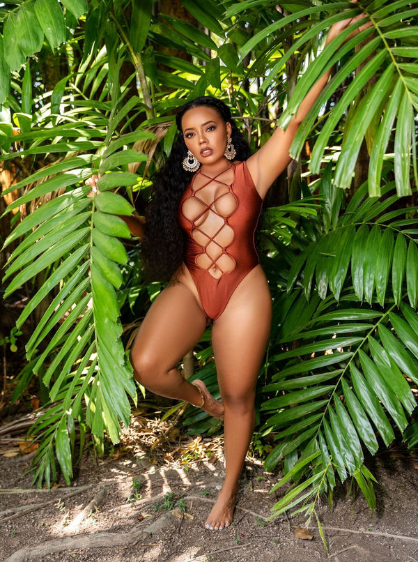 Katrina-Lace-Up-One-Piece-Swimsuit-Womens-Bikinis-Rust|Vanity-Couture-Angela-Simmons-Capsule-Collection