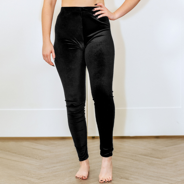 RICH BLACK HIGH-WAISTED LEGGINGS - Vanity Couture