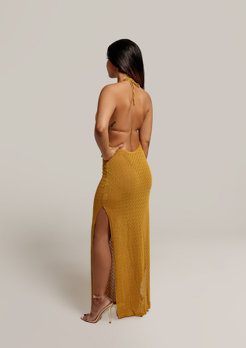 Selena-Textured-Knit-Backless-Cover-Up-Dress-Womens-Swimwear-Sundress-Yellow-Mustard-Back1_Vanity-Couture-Boutique