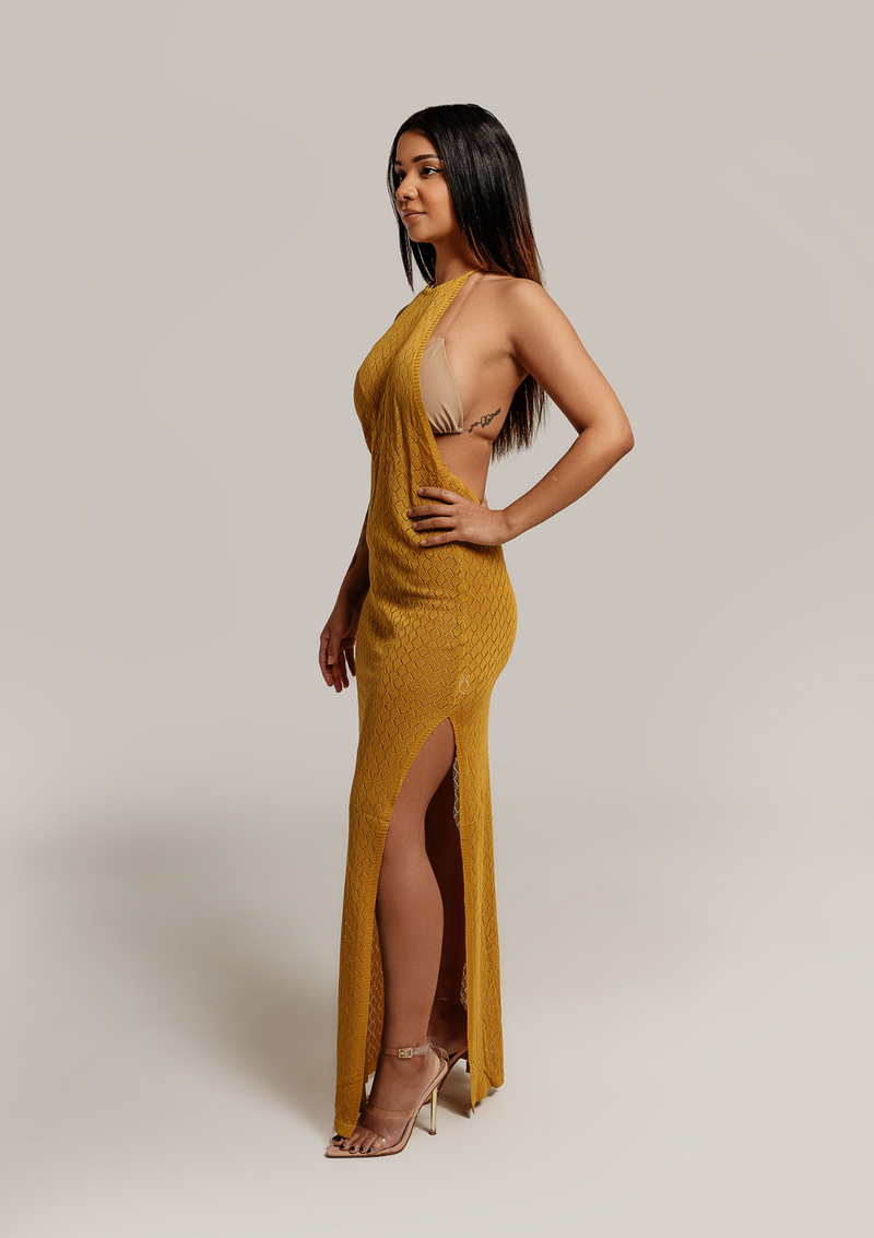 Selena-Textured-Knit-Backless-Cover-Up-Dress-Womens-Swimwear-Sundress-Yellow-Mustard-Side_Vanity-Couture-Boutique